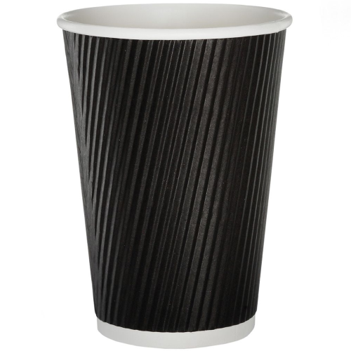 Recyclable Hot Beverage Takeway Cup Ripple Walled Black 12oz Case Size 500