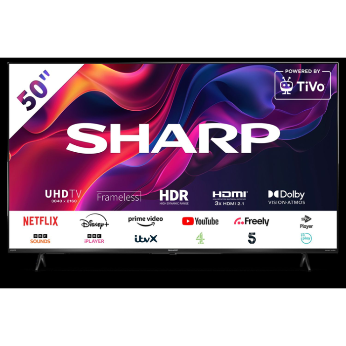 Sharp 4T-C50GK4245KB 50" Smart TiVo TV 4K UHD Frameless Design Black