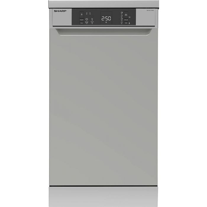 Sharp QW-NS1CF49ES-EN Slimline Dishwasher 45cm Freestanding E Rated Silver