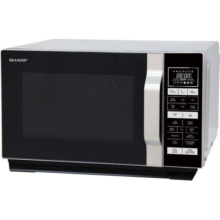 Sharp R860SLM Flatbed Combi Microwave Oven LED Display 900W 25L - Silver & Black