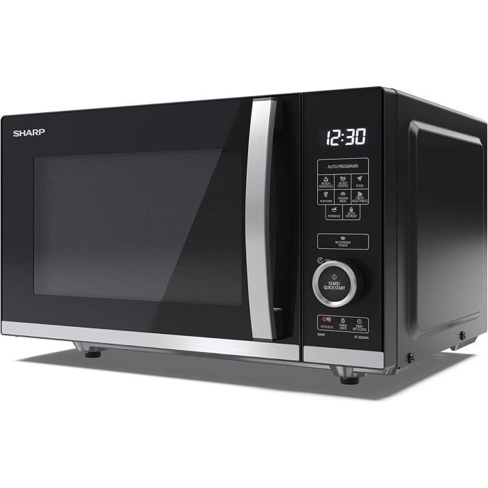 SHARP YC-QS204AU-B Compact Digital Flatbed Microwave Oven 20L 800W Black