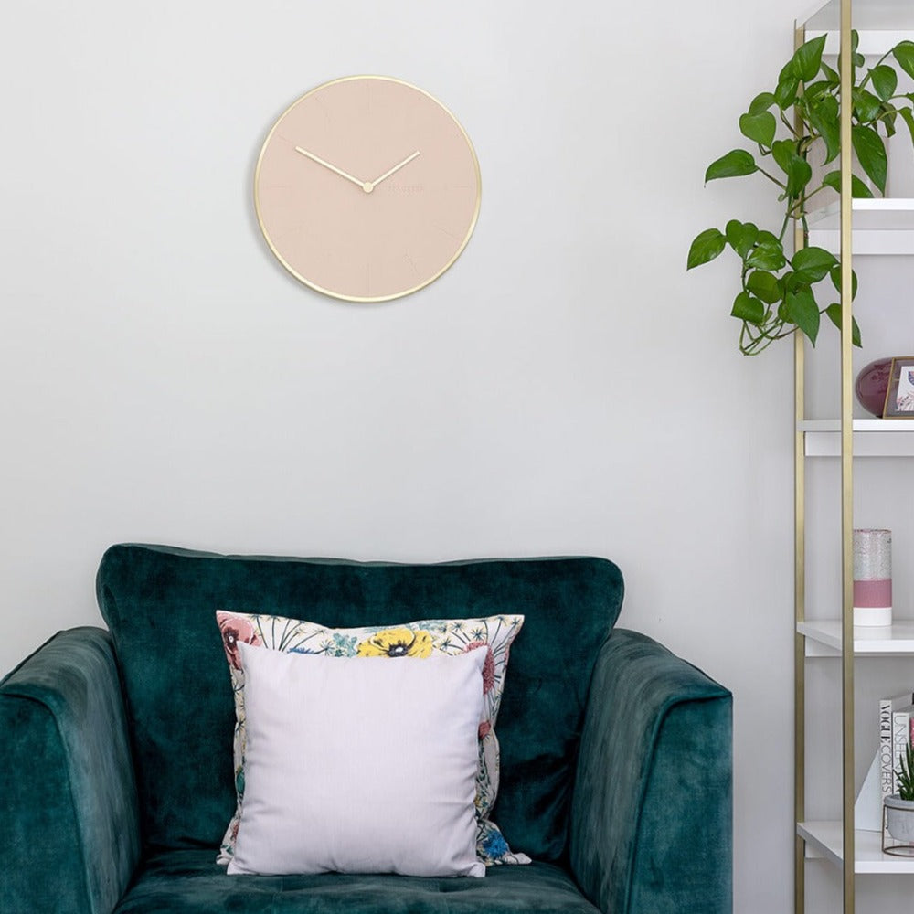 London Clock Company Blush & Brushed Gold PU Modern Wall Clock