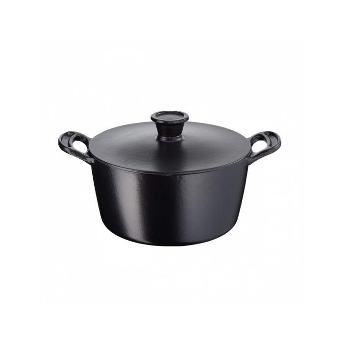 Tefal E214655 24cm Stewpot Round Cast Solid cast iron cookware Matt Black
