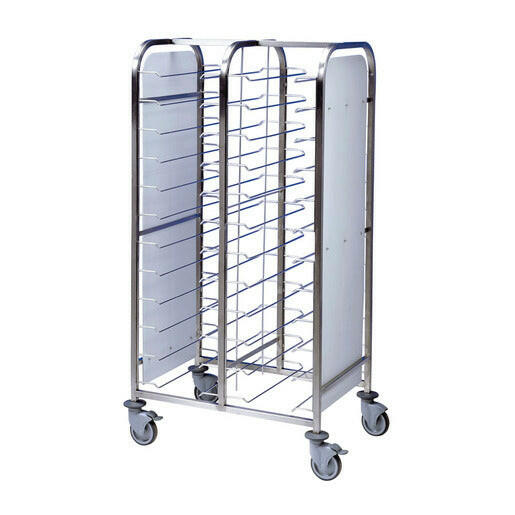 Premier Tray Clearing Trolley 2 x 12 Tray Stainless Steel With Side Panels