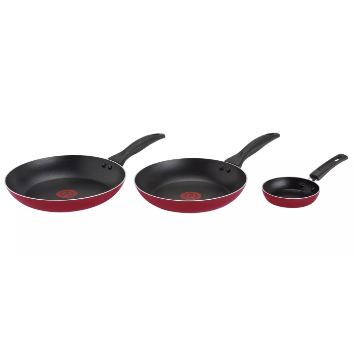 Tefal B1809044 3 Piece Aluminium Frying Pan Set Non-stick Coating Easycare Red