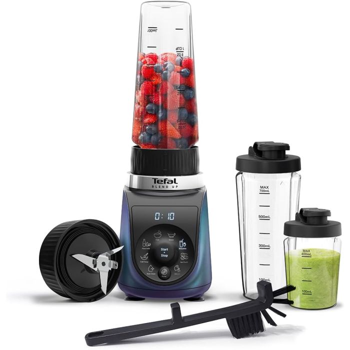 Tefal BL19H4G0 Blend Up Mini Blender On The Go Bottles 1000W 0.7L Boreal Blue