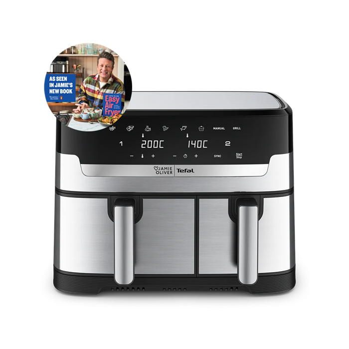 Tefal EY90JDG0 Dual Drawer Air fryer by Jamie Oliver 8.3L 2400W Silver & Black