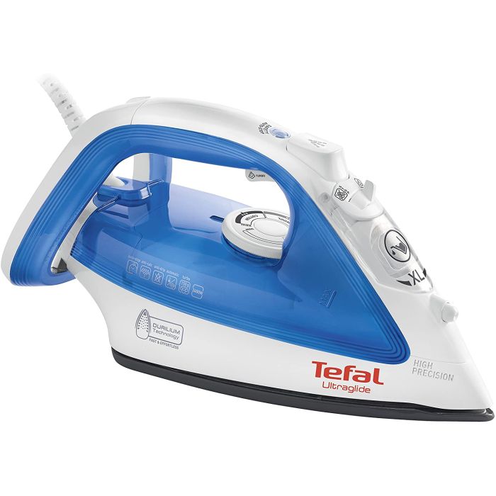 Tefal FV4040 Steam Iron Durilium Technology Ultraglide Soleplate Blue & White