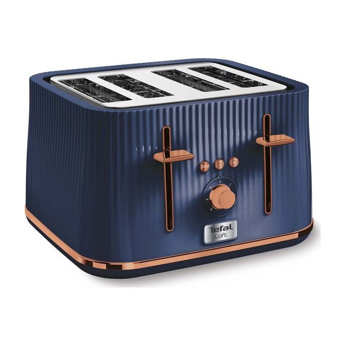 Tefal TT760440 4 Slice Toaster with Defrost Function Loft 1700w Blue & Rose Gold