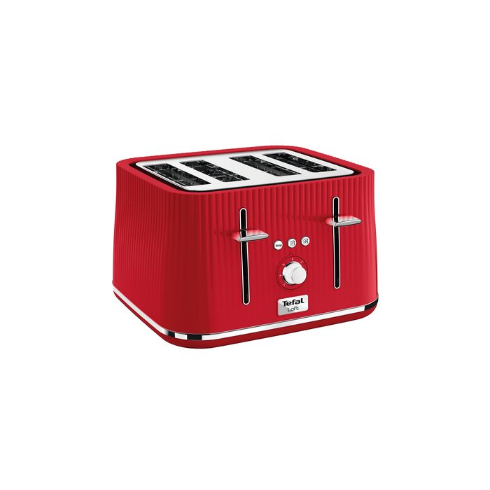 Tefal TT760540 4 Slice Toaster with Defrost Function Loft 1700w Cherry Red