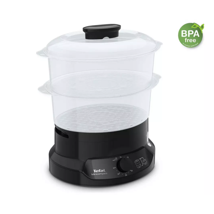 Tefal VC139865 NEW 2 Bowl Food Steamer Mini Compact Steam Cooker 1.2L 800w Black