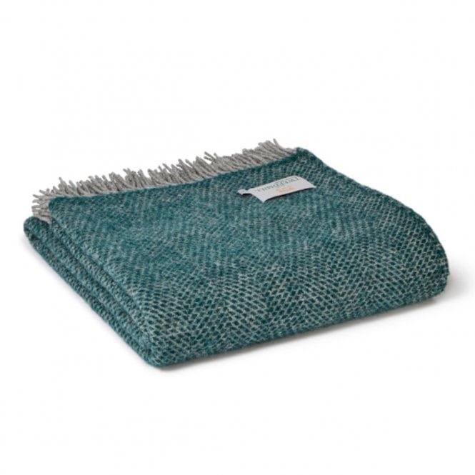 Beehive Emerald & Grey Extra Large Pure New Wool Throw