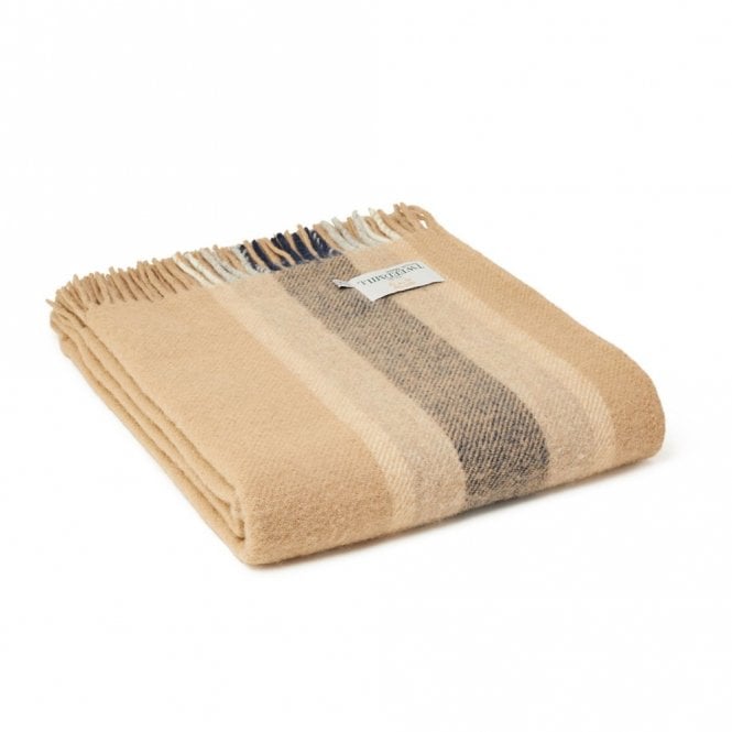 College Stripe Navy Pure New Wool Throw