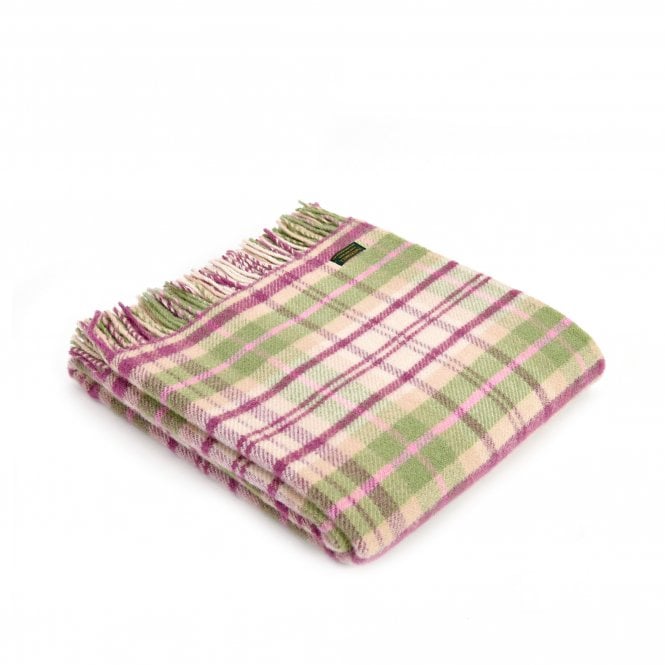 Cottage Check Pink Pure New Wool Throw
