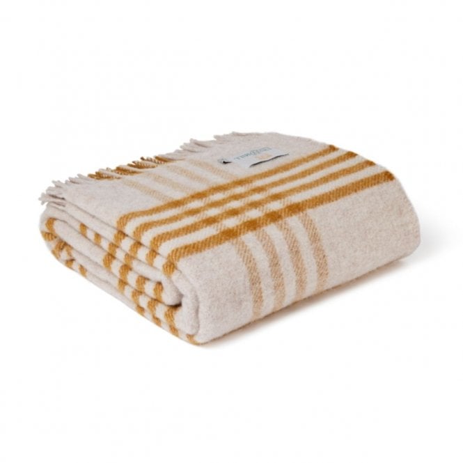 Hex Check English Mustard Pure New Wool Throw