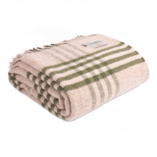 Hex Check Olive Pure New Wool Throw