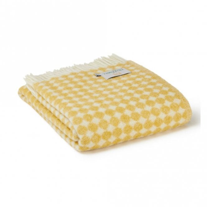 Reversible Jaquard Spot Oil Yellow Pure New Wool Throw