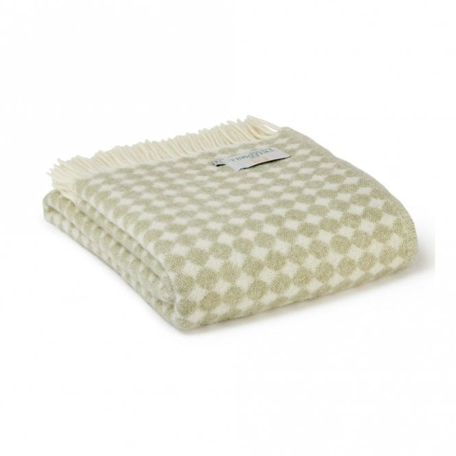 Reversible Jaquard Spot Sage Pure New Wool Throw