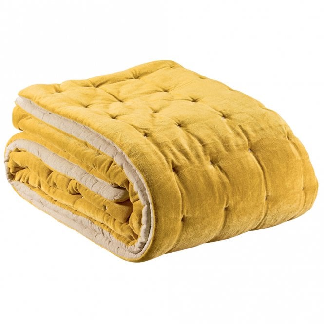 Elise Quilted Velvet Bedspread - Corn
