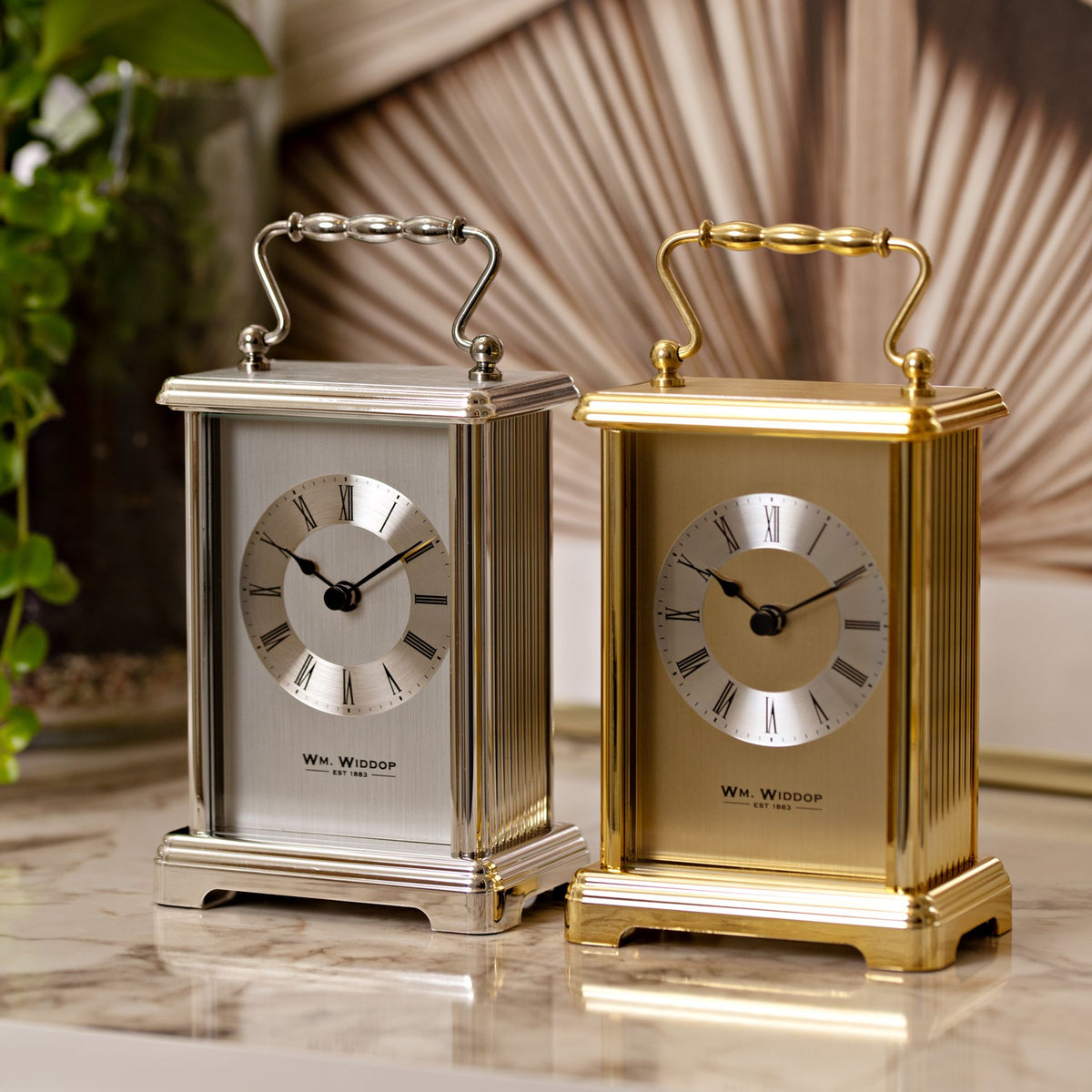 WM. Widdop Rectangular Metal Carriage Clock