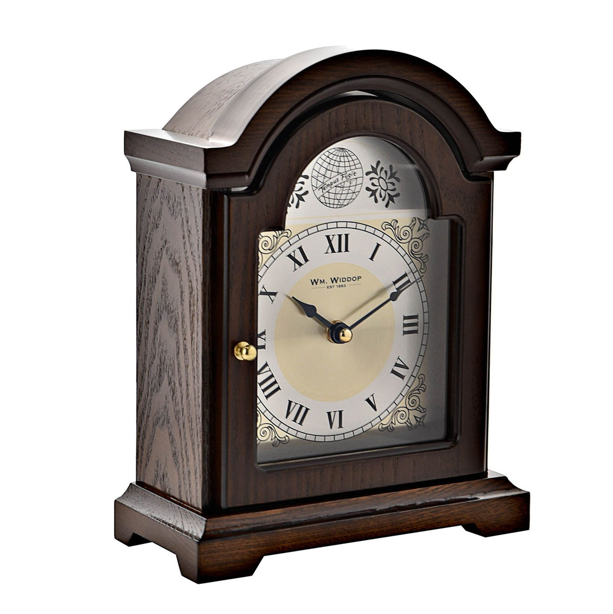 WM. Widdop Broken Arch Wooden Mantel Clock