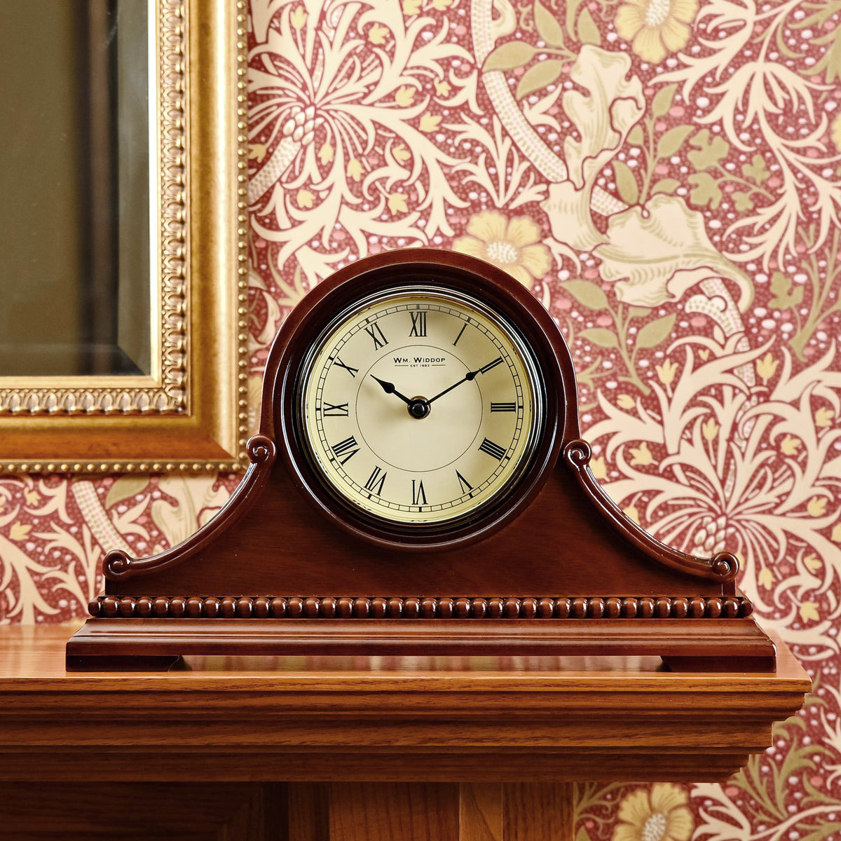 WM. Widdop Traditional Wooden Napoleon Mantel Clock