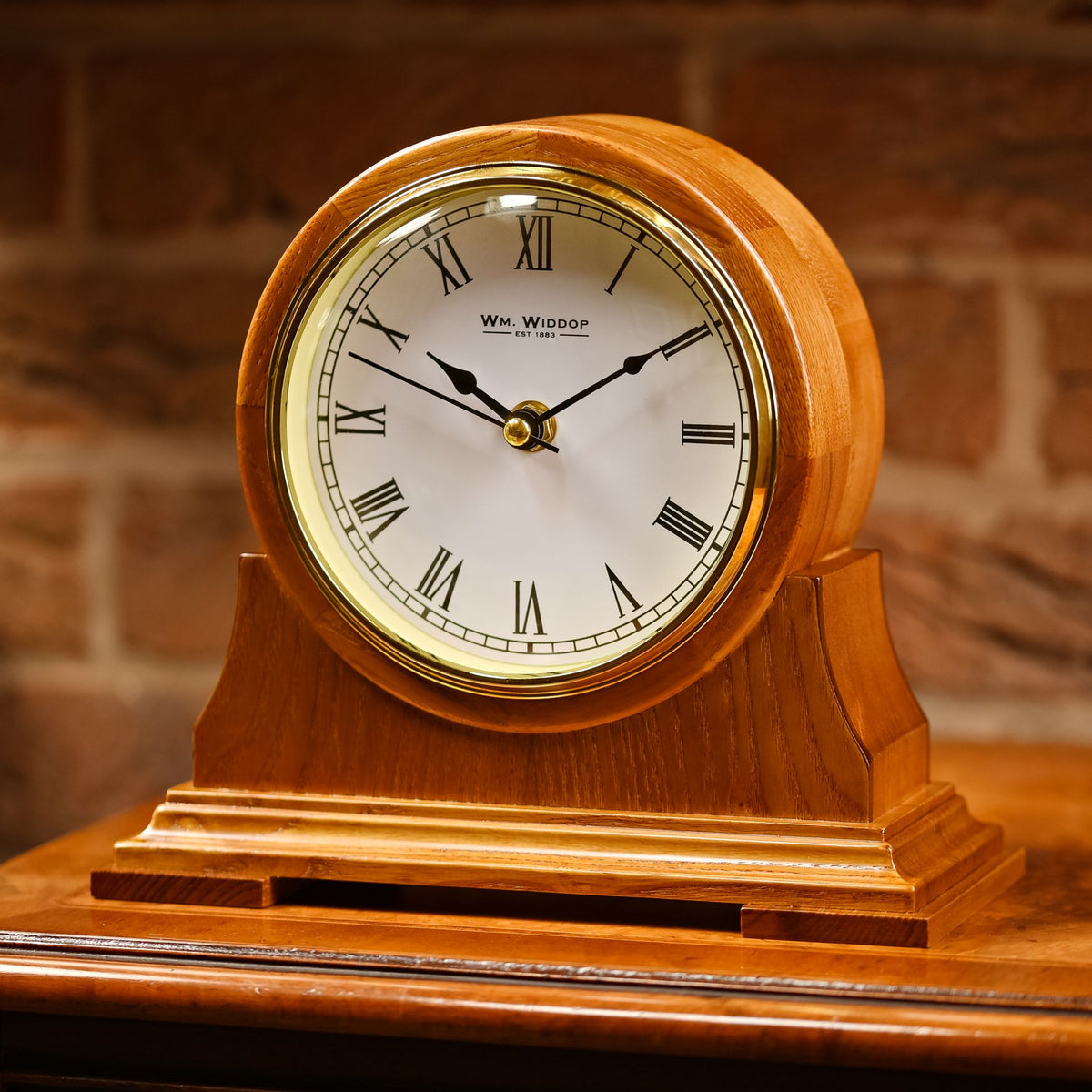 WM. Widdop Wooden Barrel Mantel Clock