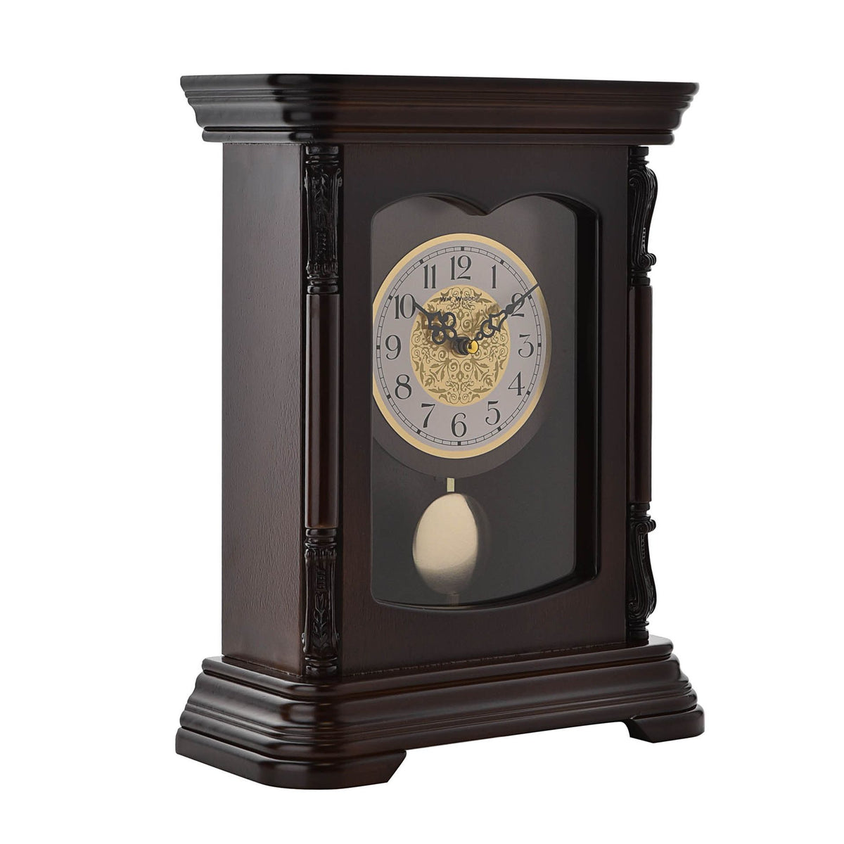 WM. Widdop Wooden Mantel Clock With Pendulum
