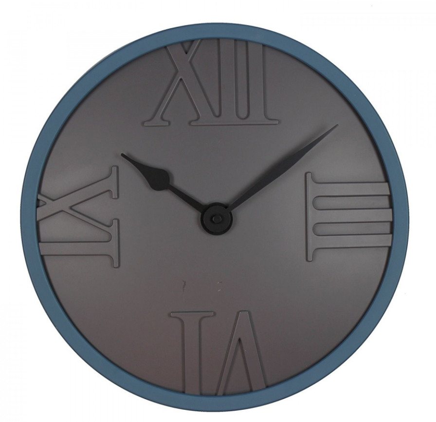 Hometime Matt Blue and Black Roman Dial Wall Clock