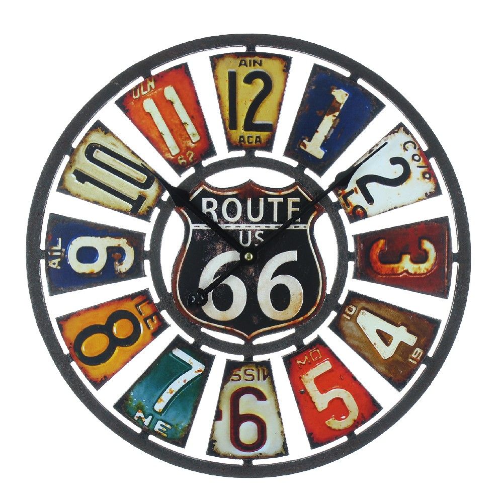 Hometime Large Multicoloured USA Number Plate Wall Clock
