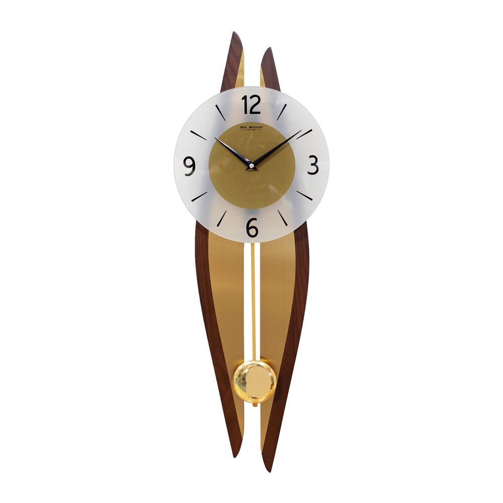 WM. Widdop Rosewood & Brushed Metal Pendulum Wall Clock