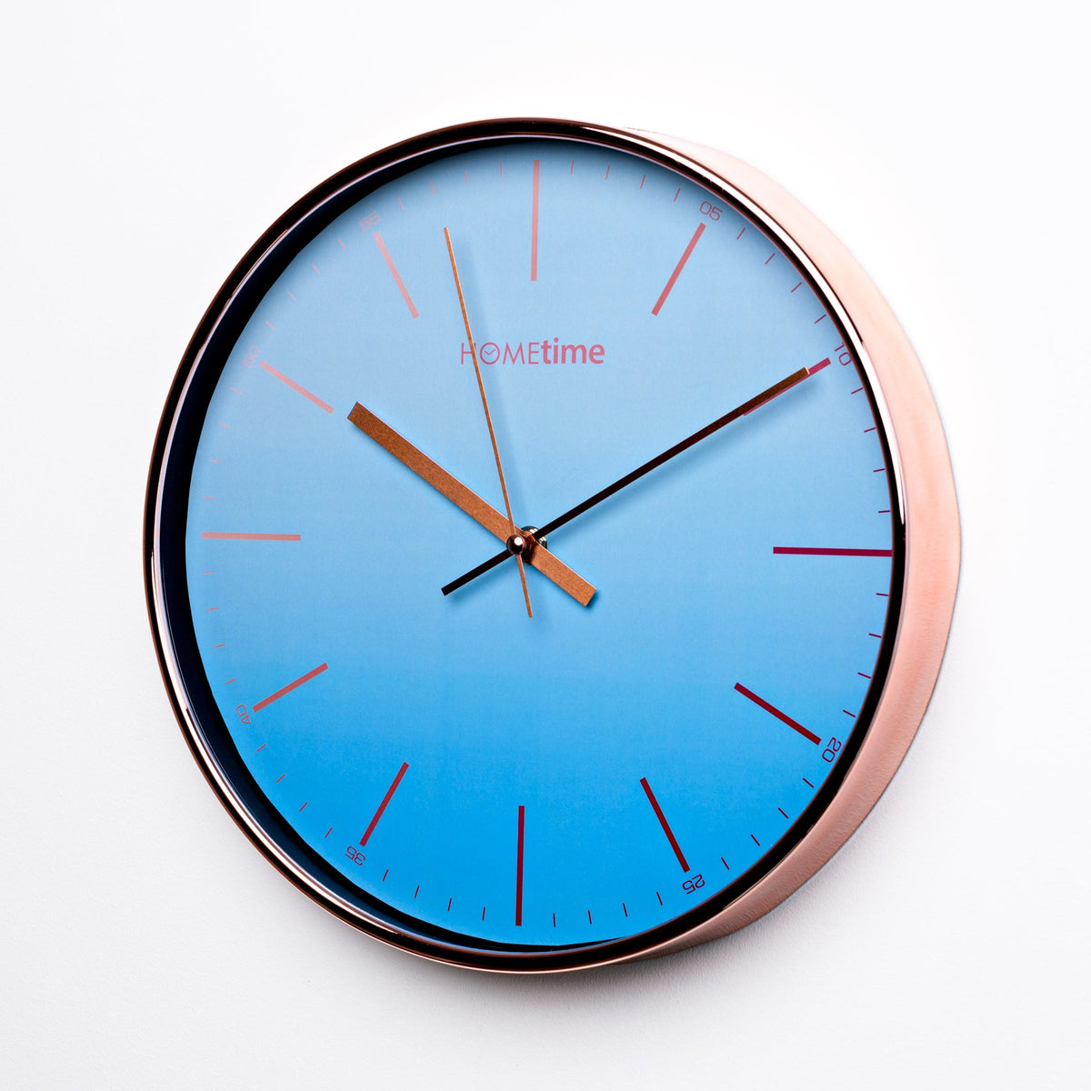 Hometime Round Wall Clock Ombre Blue Foil Numbers