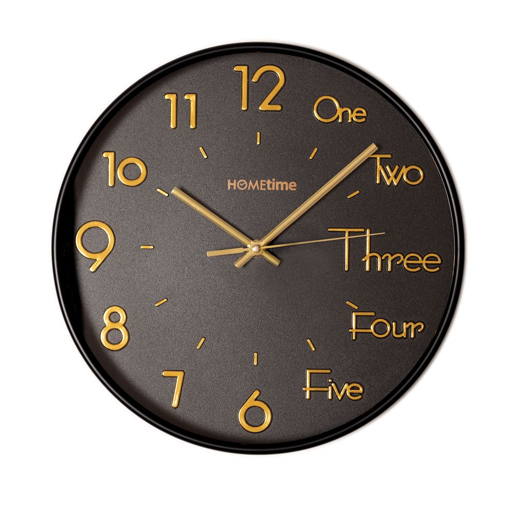 Hometime Black Wall Clock With 3D Mixed Dial