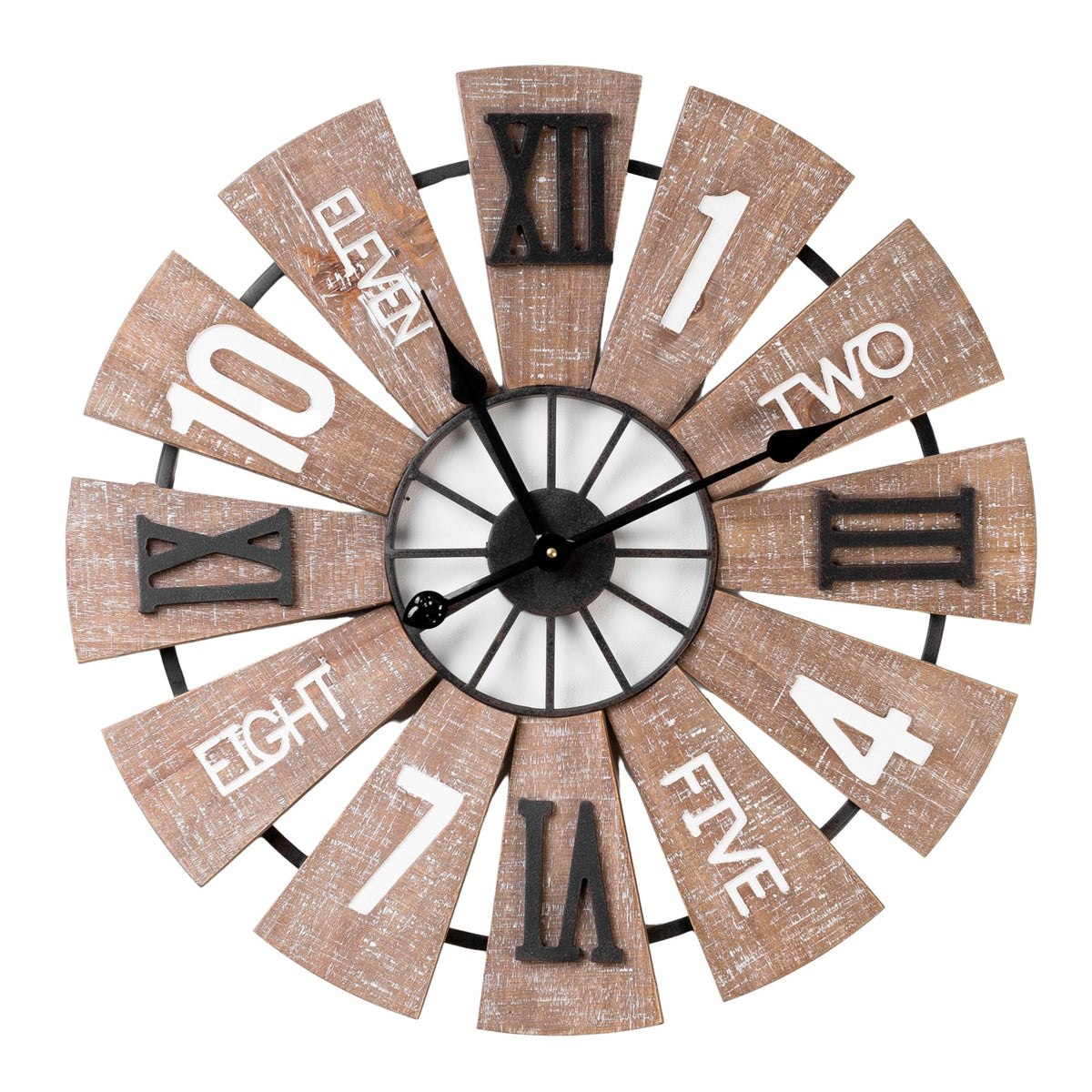 Hometime Metal and Wooden Wall Clock - Large 60cm