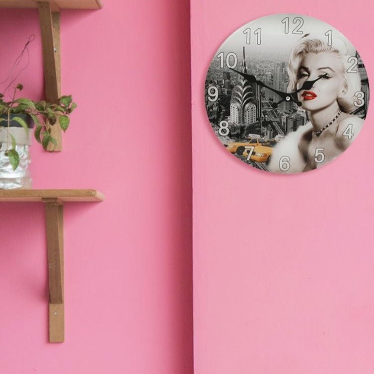 Hometime Marilyn Monroe Picture Glass Wall Clock